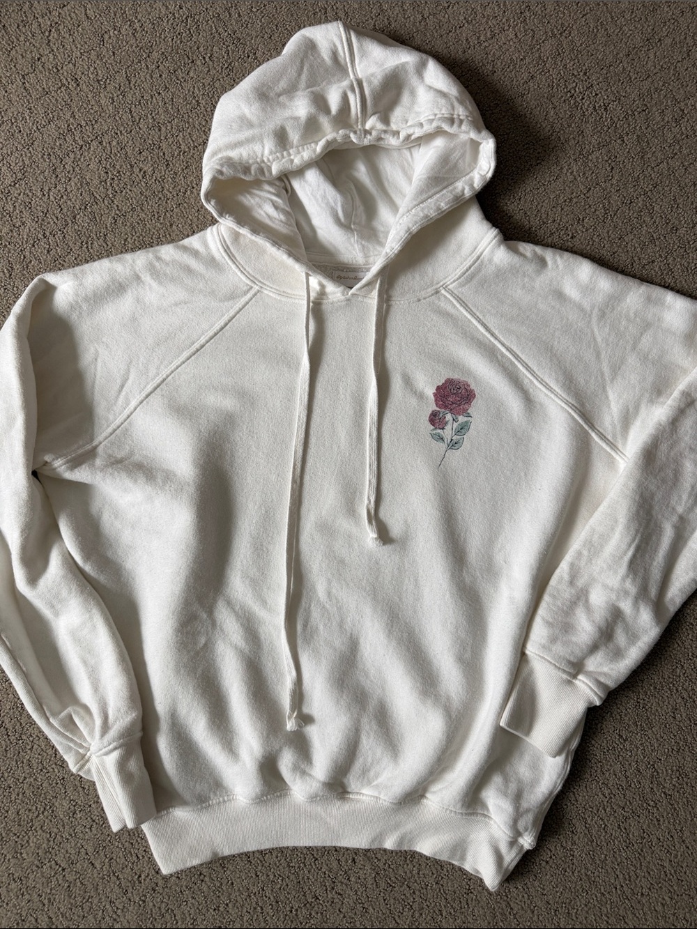 Spiritual Gangster White Hoodie with Rose Chest Graphic